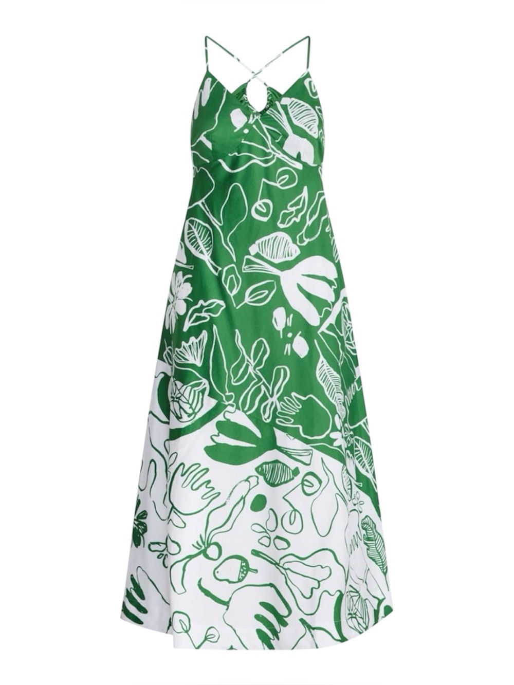 Women’s Free Assembly Green & White Floral Maxi Print Summer Dress size xxl
